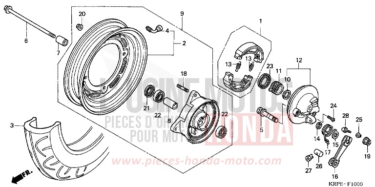 ROUE AVANT de SCV 100 Lead RADIANT RED METALLIC (R218) de 2003